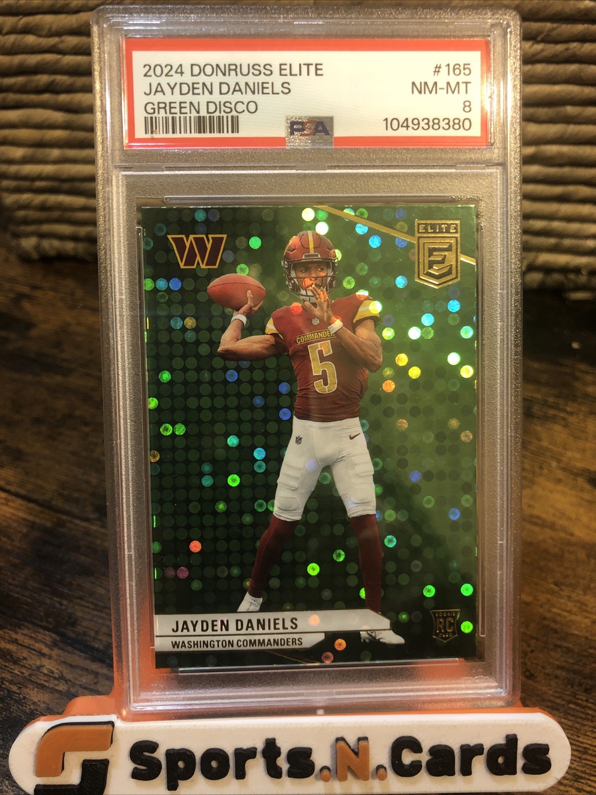 2024 Panini Donruss Elite Jayden Daniels #165 Green Disco (RC) Rookie PSA 8