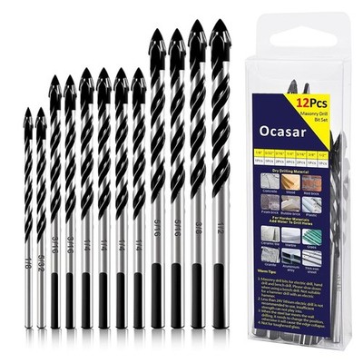 12Pcs Masonry Drill Bit Set and Concrete Drill Bit Set,Professional Masonry Dril