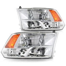 For 2009-2018 Dodge Ram 1500 2500 3500 Quad Chrome LH+RH Headlights/lamps 09-18