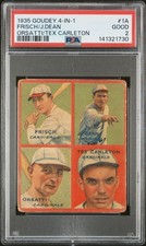 1935 Goudey Frankie Frisch, Dizzy Dean, Chuck Klein #1A PSA 2
