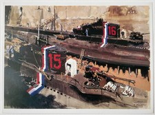 Les sous-marins "Héros" et "Glorieux" au bassin de Toulon par Albert Brenet