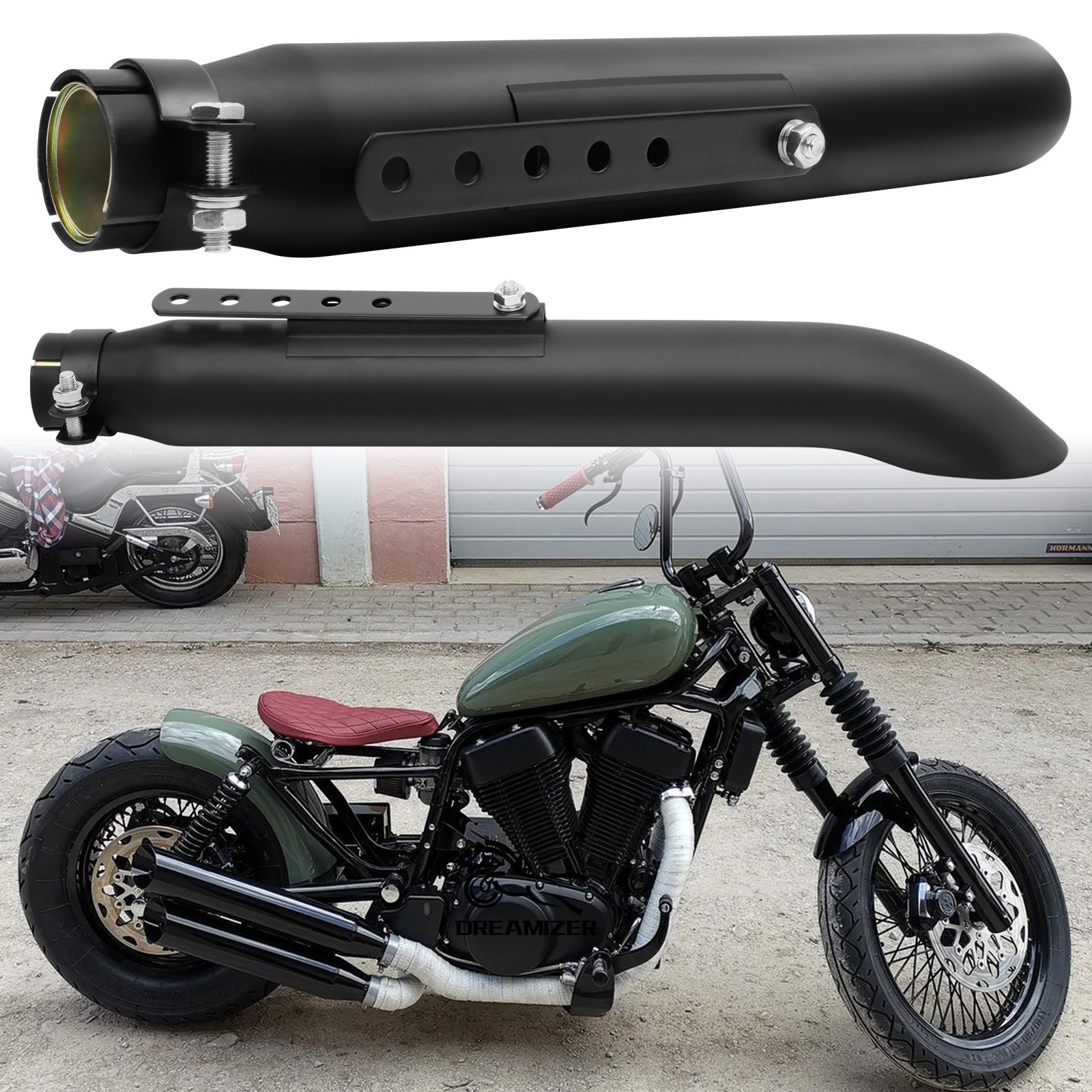 2x For Suzuki Intruder 800 1400 Slip-On Exhaust Muffler Pipe Silencers 2" x 20"