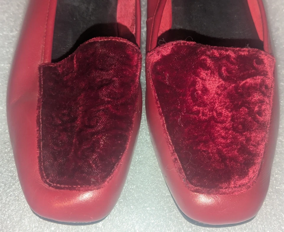 Mocasines planos Enzo Angiolini para mujer talla 8 M rojos cómodos punta cuadrada sin cordones Foto 3 de 4