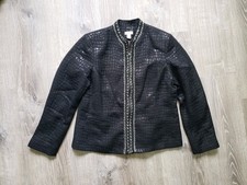 Chicos 2 Womens 12 Blazer Jacket Croc Print Chain Accent Zip Up Front Black