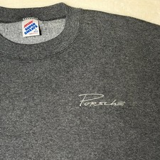 Jerzees Gray Vintage Porsche Embroidered Super Sweats Sweatshirt Mens Medium Exc