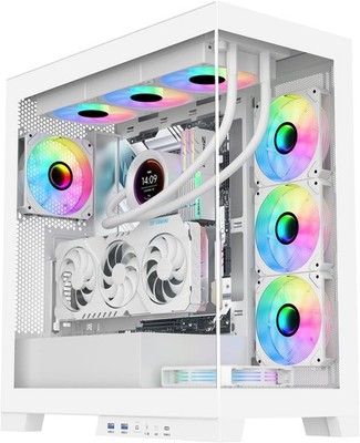NEVIEW 4503 Mid Tower PC Case, Panoramic Dual Tempered Glass ATX