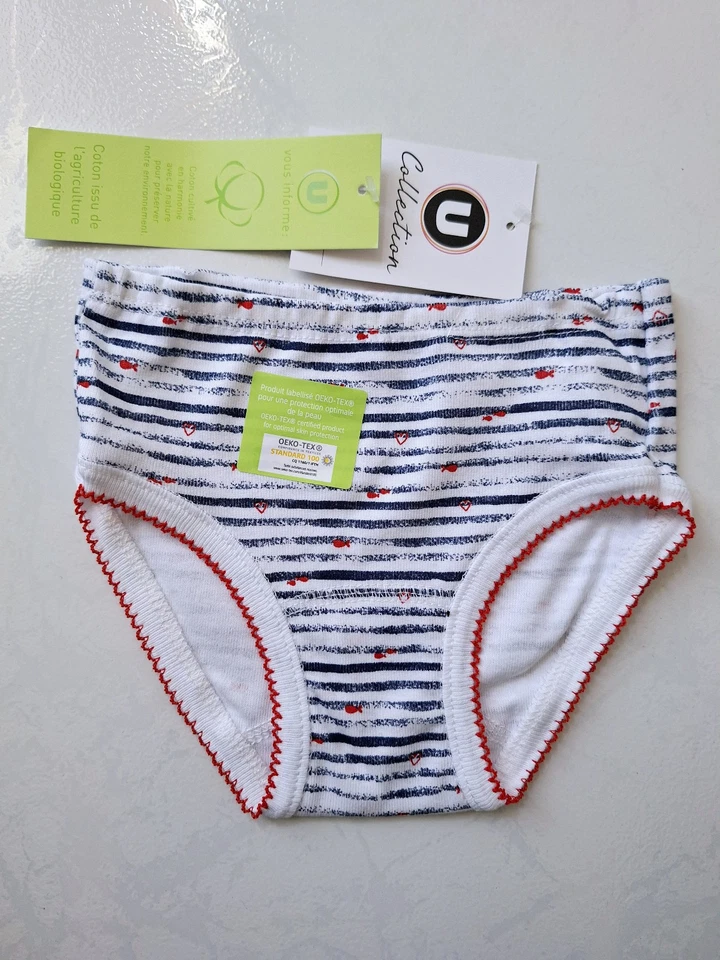 LOT DE 2 CULOTTES FILLE AGE 2-3 ANS MARQUE U COLLECTION EN COTON BIOLOGIQUE - Photo 2/3