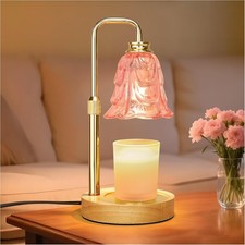 Candle Warmer Lamp with Timer Dimmer, Adjustable Height Pink Tulip Candle Wax...