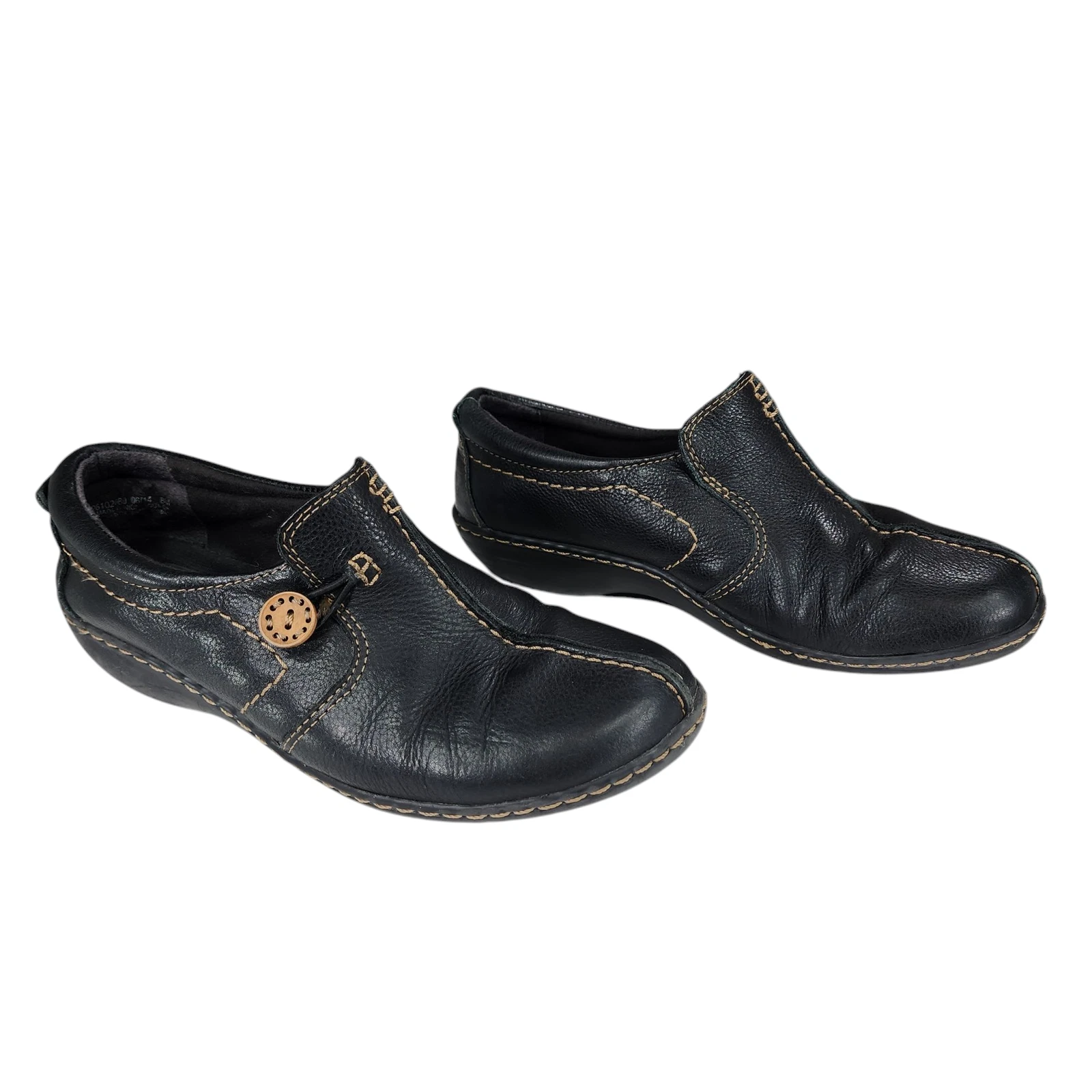 Scarpe mocassini Clarks slip on taglia 8 M donna Ashland pelle brillante nere senza passante