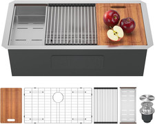 30-Inch Undermount Kitchen Sink Workstation 16 Gauge Stainless Steel under Count