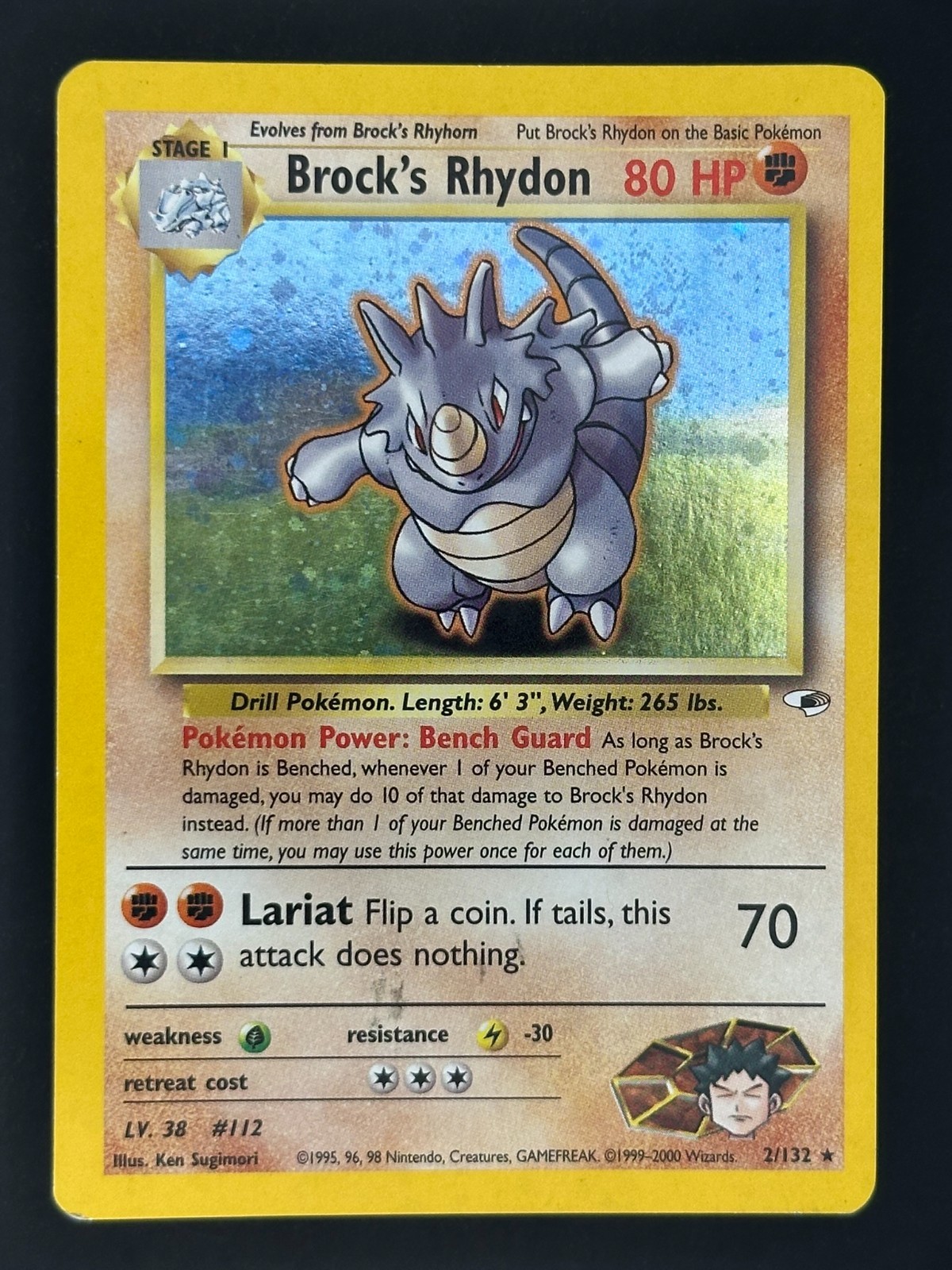 Pokémon Brock's Rhydon Gym Heroes Unlimited 2/132 Holo Rare MP