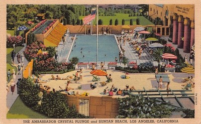 Los Angeles California CA Ambassador Crystal Plunge Suntan Beach Linen Postcard