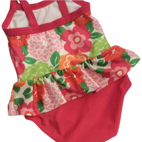 Gymboree Girls Swimsuit One Piece Size 18-24 Months Floral Ruffle Pink Green - Picture 4 of 8