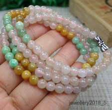 Certified Icy 100 natural A jadeite jade Beads Necklace 26 inches    