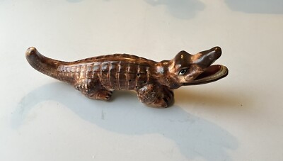 Elvin Hand Crocodile Alligator Open Mouth Figurine Brown Art 8.25   Rare 60s