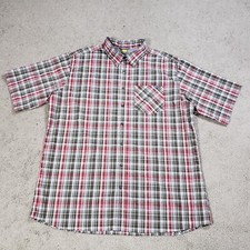 Eddie Bauer Shirt Mens XLT XL Tall Multi Plaid Travex Short Sleeve Button Up