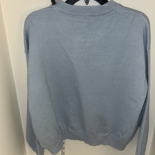 OAT New York Powder Blue Cropped Ballon Sleeve Sweater NWT Size Large - Picture 8 of 9