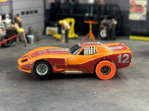 Aurora Afx Magna Traction Greenwood Corvette GT Orange #12 Tested & Runs - Picture 2 of 13