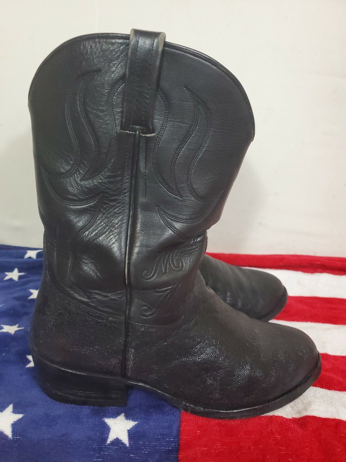 Custom Vintage Exotic Skin Black Leather Western… - image 5