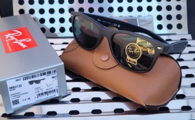 New Ray Ban RB2132 646231 New Wayfarer Sunglasses Rubber Blk-Blk