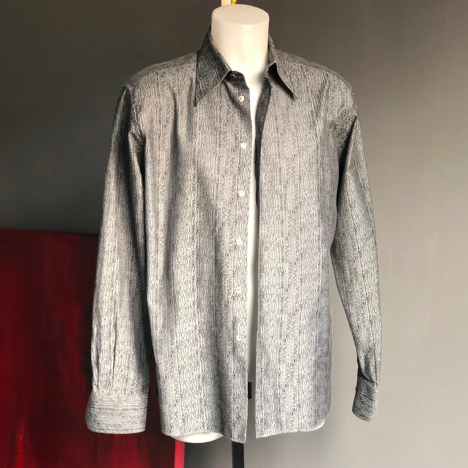 Camicia uomo vintage VERSACE CLASSIC grigia cotone taglia 41 16 made in Italy