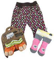 Baby Girl Newborn Pink Heart Pants Socks Orange Woodland Foot Rattles 3 Pc