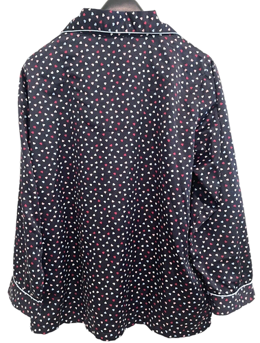 Sara Beth Women's 2X Navy Blue Heart Dots Two Piece Silky Soft Pajama Set - Picture 3 of 7