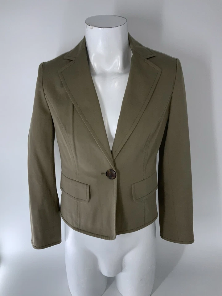 Blazer mujer Valentino Roma talla 10 Algodón Oliva Elástico 1B 2V Italia YGI N5-71 Foto 2 de 4