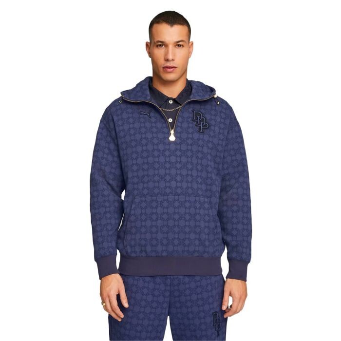 Puma x Dapper Dan Quarter Zip Pullover Hoodie Navy Mens Sz Puma x Dapper Dan Quarter Zip Pullover Hoodie Navy Mens Sz