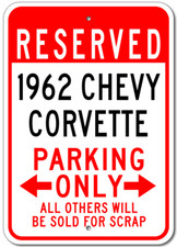 Custom 1962 62 Chevy Corvette Parking Sign Personalized Garage Aluminum Plaque
