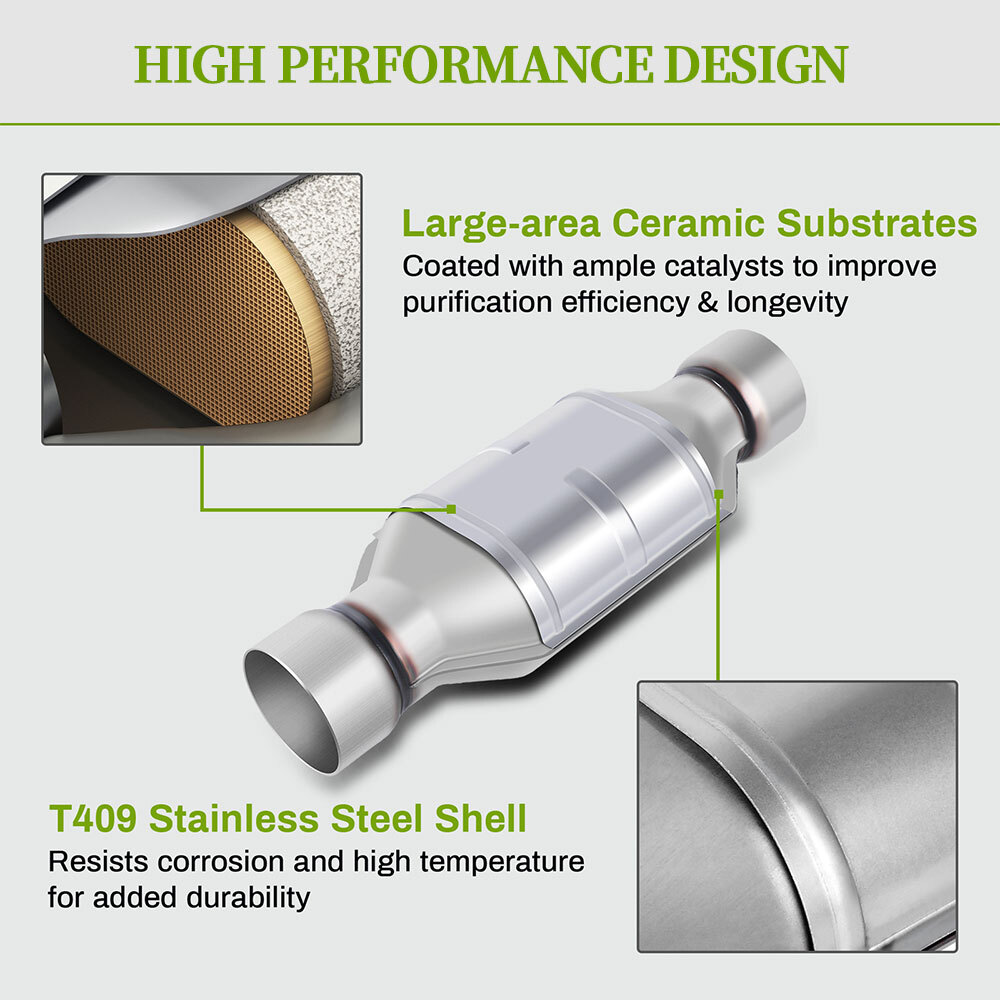3" Inlet / Outlet Universal Catalytic Converter w/Heat Shield EPA OBDII