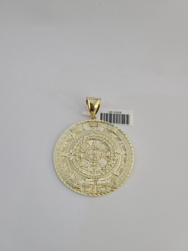 SOLID Real 10kt Charm Pendant Aztec Mayan Calendar Round Yellow Gold - Picture 5 of 5
