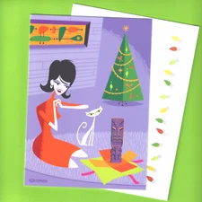 SHAG Josh Agle Xmas Holiday Greeting Card Art OUTLANDISH CHRISTMAS WISH Tiki CAT