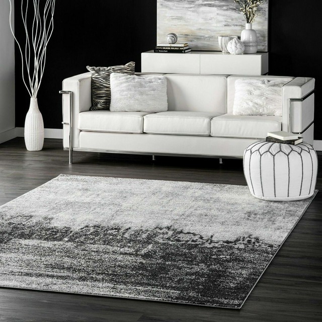 nuLOOM Contemporary Modern Abstract Area Rug in Black, Grey, Ivory eBay