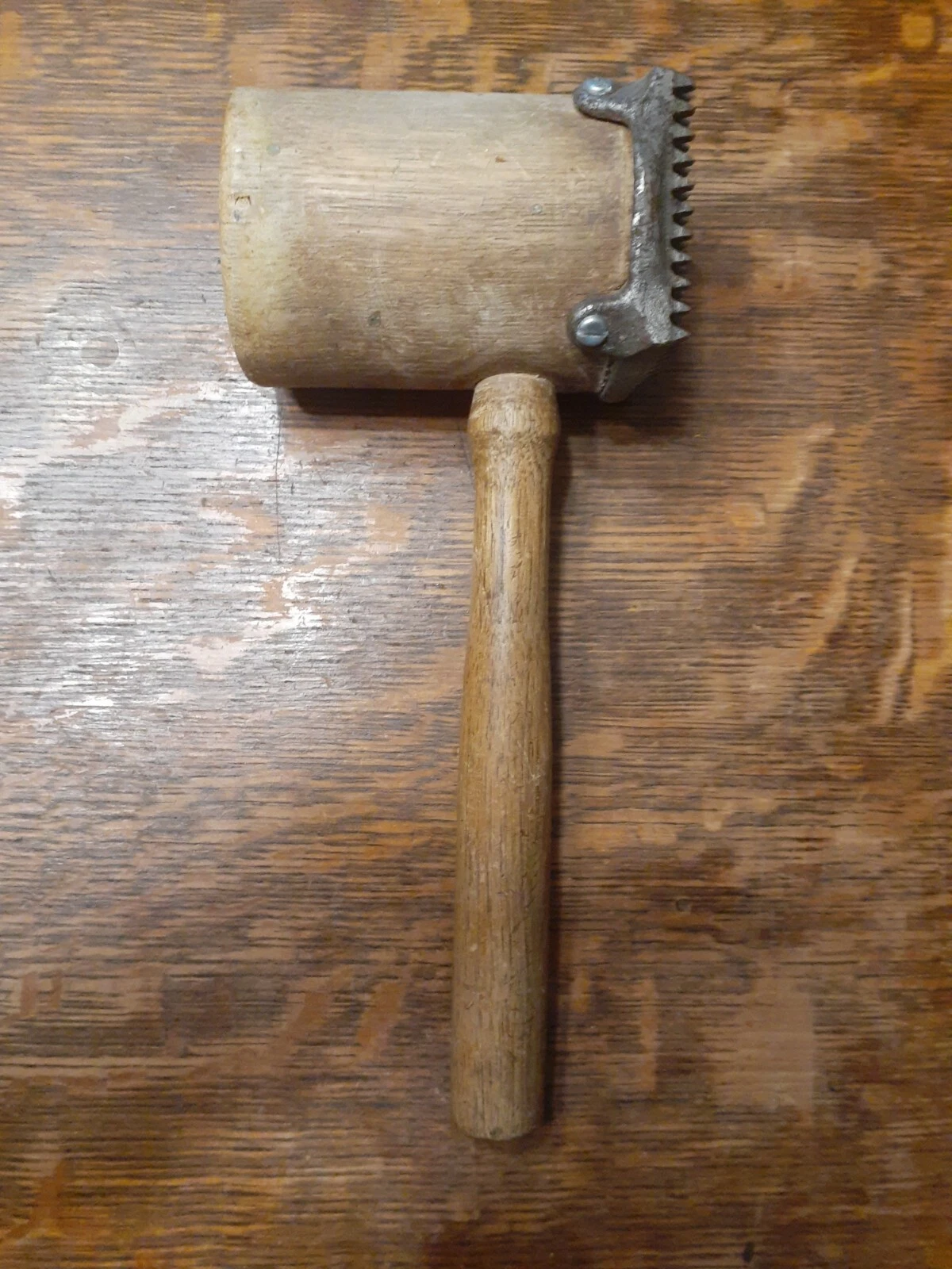 Early Primitive Antique Butchers Shop Wood Mallet Hammer Meat Tenderizer