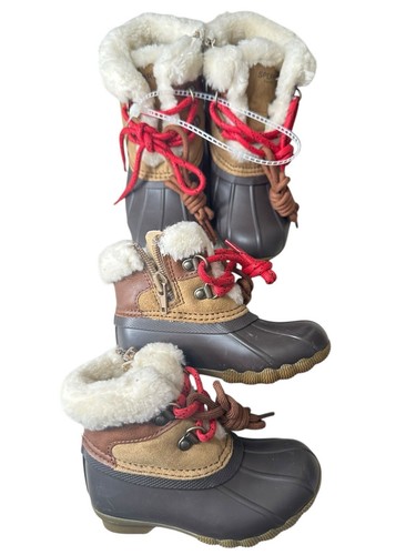 Sperry Duck Boot 10M Kids Baby Alpine Saltwater Ankle Bootie Faux Fur Zip Lace - 第 1/3 張圖片