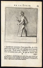 Antique Print-PRAISE OF FOLLY-WALKING STICK-Holbein-Erasmus-1728