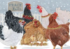 Chicken Group Christmas Cards Set of 10 cards & 10 envelopes