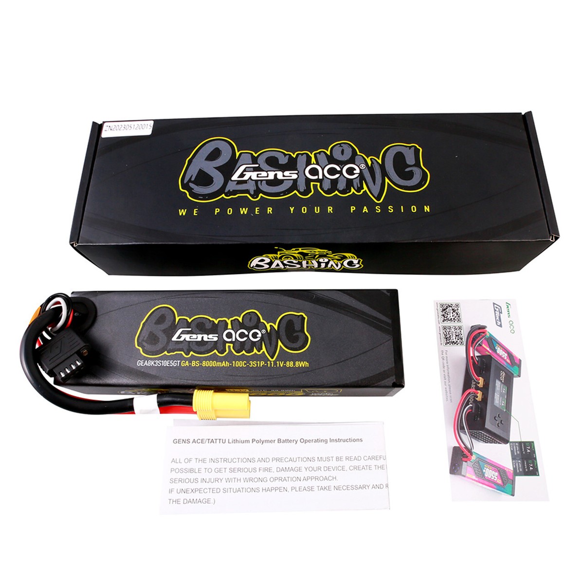 2X Gens Ace G-Tech Bashing 8000mAh11.1V 100C 3S Lipo Battery EC5