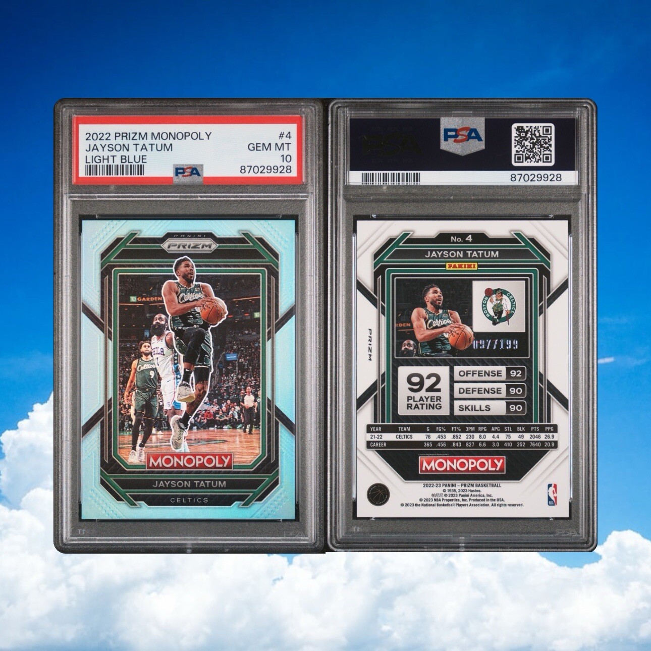 2022 Prizm Monopoly Light Blue #4 Jayson Tatum /199 PSA 10 💎 🍀