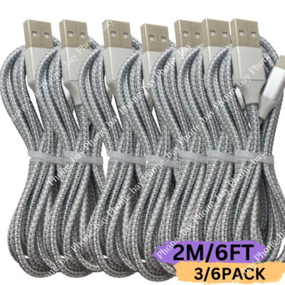 3/6Pack Fast Charger Cable Heavy Duty 6FT For iPhone 8 11 12 13 14 Charging Cord