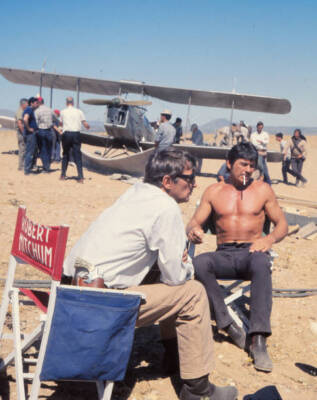 Robert Mitchum and Charles Bronson filming 'Villa Rides' 1967 OLD PHOTO 1