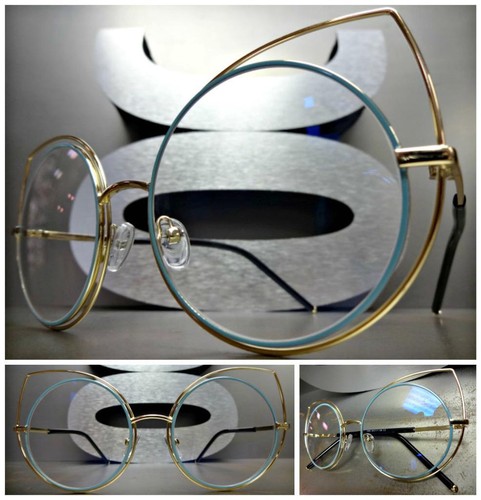 EXAGGERATED Classy Elegant RETRO Clear Lens EYE GLASSES Large Rose Gold Frame