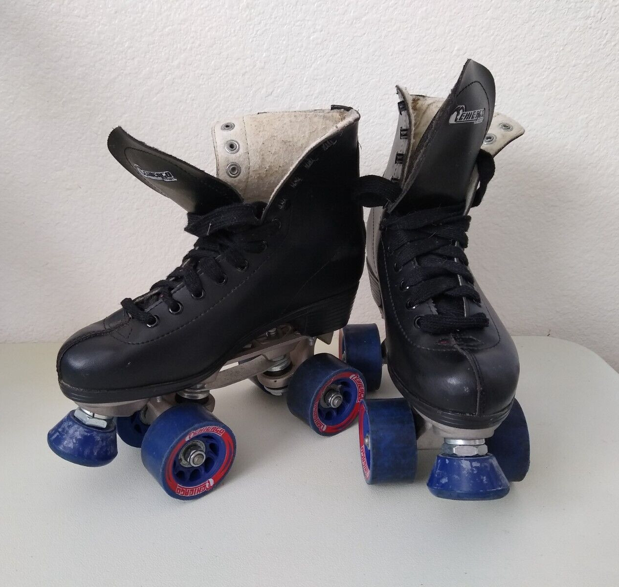Men's 5 Rink Skate Roller Black Blue Wheels Leather Eur 37 S