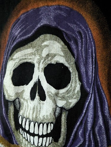 Men's Vintage T-shirt Vest Grim Reaper & Wild Cat DEADSTOCK Size Large Black - Picture 10 of 23
