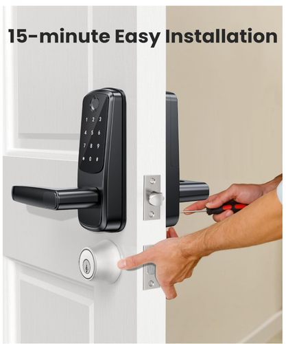Keyless Entry Door Lock with Handle, Built-in WiFi Deadbolt, Smart Fingerprint S - Picture 7 of 8