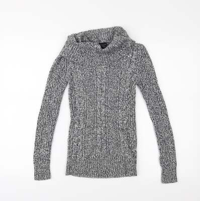 Faded Glory Damen grau Kragen Baumwollmischung Pullover Größe 6