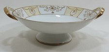 Noritake Antique 1910 Footed Dish Hand Painted NIPPON White- Cream Gold Design