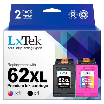 LxTek Ink Cartridge Replacement for HP 62XL 62 XL to Compatible with ...