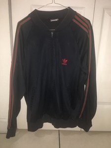 adidas track jacket black red